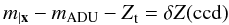 Mathematical equation: $$ \cmag - \madu - \zp_{\rm t} = \dzp({\rm ccd})\, $$