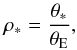 Mathematical equation: \begin{equation} \label{eq:thetas} \rho_* = \frac{\theta_*}{\thetae} , \end{equation}