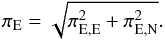 Mathematical equation: \begin{equation} \label{eq:pie} \pi_{\rm E} = \sqrt{\piee^2 + \pien^2} . \end{equation}