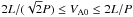 Mathematical equation: \hbox{$ 2L/(\sqrt{2}P) \le V_{\rm A0} \le 2L/P$}