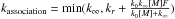 Mathematical equation: \hbox{$k_\text{association} = \min(k_{\infty},k_r + \frac{k_0k_{\infty}[M]F}{k_0[M] + k_{\infty}})$}