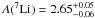 Mathematical equation: \hbox{$A(^7\Li)=2.65_{-0.06}^{+0.05}$}