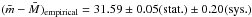 Mathematical equation: \hbox{$(\bar{m}-\bar{M})_{\rm empirical}=31.59\pm0.05({\rm stat.})\pm0.20({\rm sys.})$}