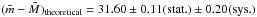 Mathematical equation: \hbox{$(\bar{m}-\bar{M})_{\rm theoretical}=31.60\pm0.11 ({\rm stat.})\pm0.20({\rm sys.})$}