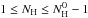 Mathematical equation: \hbox{$1 \leq N_{\rm H} \leq N_{\rm H}^0 - 1$}