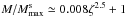 Mathematical equation: \hbox{$M/M^{\rm s}_{\rm max} \simeq 0.008\zeta^{2.5} + 1$}
