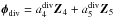 Mathematical equation: \hbox{$\boldsymbol{\phi}_{\rm div}=a_4^{\rm div}\boldsymbol{Z}_4+a_5^{\rm div}\boldsymbol{Z}_5$}
