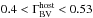 Mathematical equation: \hbox{$0.4 < \Gamma^{\rm host}_{\rm BV} < 0.53$}