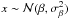 Mathematical equation: \hbox{$x\sim{\cal N}(\beta,\sigma_\beta^2)$}