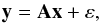 Mathematical equation: \begin{equation} \label{eq_pbinv} {\vec y} = {\bf A} {\vec x} + {\vec \varepsilon}, \end{equation}