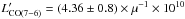 Mathematical equation: \hbox{$L^{\prime}_{\rm CO(7-6)}=(4.36\pm 0.8)\times \mu^{-1} \times 10^{10}$}