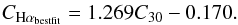 Mathematical equation: \begin{eqnarray} C_{\rm{H}\alpha_{\rm best fit}}=1.269C_{30} - 0.170.\nonumber \end{eqnarray}