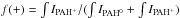 Mathematical equation: \hbox{$f(+)=\int I_{\mathrm{PAH}^+}/(\int I_{\mathrm{PAH}^0}+\int I_{\mathrm{PAH}^+})$}