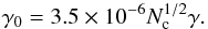 Mathematical equation: \begin{equation} \gamma_0=3.5\times 10^{-6}N_{\rm c}^{1/2}\gamma. \label{eq:gamma} \end{equation}