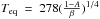 Mathematical equation: \hbox{$T_{\rm eq}~=~278(\frac{1-A}{\beta})^{1/4}$}