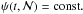 Mathematical equation: \hbox{$\psi(t,{\cal N}) = \mathrm{const.}$}