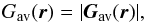 Mathematical equation: \appendix \setcounter{section}{1} \begin{eqnarray*} G_{\rm av}(\bm{r})=|\bm{G}_{\rm av}(\bm{r})|, \end{eqnarray*}