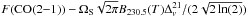 Mathematical equation: \hbox{$F(\mathrm{CO(2{-}1)}) - \Omega_{\rm S} \sqrt{2 \pi} B_{230.5}(T) \Delta^{21}_ {v} / (2 \sqrt{2 \ln(2)})$}