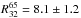Mathematical equation: \hbox{$R^{65}_{32} = 8.1\pm1.2$}