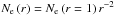 Mathematical equation: \hbox{$N_{\mathrm{e}}\left(r\right)=N_{\mathrm{e}}\left(r=1\right) r^{-2}$}