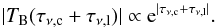 Mathematical equation: \begin{equation} |T_\mathrm{B}(\tau_{\nu \mathrm{,c}}+\tau_{\nu \mathrm{,l}})|\propto \mathrm{e}^{|\tau_{\nu \mathrm{,c}}+\tau_{\nu \mathrm{,l}}|} . \end{equation}