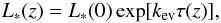 Mathematical equation: \begin{eqnarray} L_\ast(z)=L_\ast(0) \exp[k_{\rm ev}\tau(z)], \label{Last} \end{eqnarray}