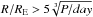 Mathematical equation: \hbox{$R/R_{\rm E} > 5 \sqrt[3]{P/day}$}