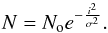 Mathematical equation: \begin{equation} N=N_{\rm o}e^{-\frac{i^{2}}{\sigma^{2}}}. \end{equation}