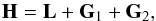 Mathematical equation: \begin{equation} \vec{H} = \vec{L} + \vec{G}_\p + \vec{G}_\c , \label{120329c} \end{equation}