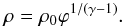 Mathematical equation: \begin{equation} \rho = \rho_0\varphi^{1/(\gamma-1)}. \label{eq:07} \end{equation}