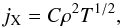 Mathematical equation: \begin{equation} j_{\rm X} = C\rho^2T^{1/2}, \label{eq:09} \end{equation}