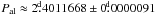 Mathematical equation: \hbox{$P_\mathrm{al}\approx 2\fd4011668 \pm 0\fd0000091$}