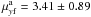 Mathematical equation: \hbox{$\mu^{\rm a}_{y{\rm f}} = 3.41 \pm 0.89$}