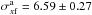 Mathematical equation: \hbox{$\sigma^{\rm a}_{x{\rm f}} = 6.59 \pm 0.27$}