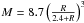 Mathematical equation: \hbox{$M = 8.7 \left(\frac{R}{2.4+R}\right)^3$}