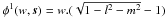 Mathematical equation: \hbox{$\phi^{1}(w,\vec{s})=w.(\sqrt{1-l^2-m^2}-1)$}