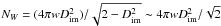 Mathematical equation: \hbox{$N_W=(4\pi w D_{\rm im}^2)/\sqrt{2-D_{\rm im}^2}\sim 4\pi w D_{\rm im}^2/\sqrt{2}$}
