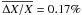 Mathematical equation: \hbox{$\overline{\Delta X/X} = 0.17 \%$}