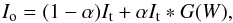 Mathematical equation: \begin{equation} I_{\rm o}=(1-\alpha) I_{\rm t} + \alpha I_{\rm t} * G(W), \end{equation}