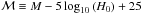 Mathematical equation: \hbox{${\cal M}\equiv M-5\log_{10}\left(H_0\right)+25$}