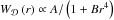 Mathematical equation: \hbox{$W_{\cD}\left(r\right)\propto A/\left(1+Br^{4}\right)$}