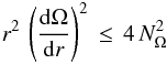 Mathematical equation: \begin{eqnarray} r^2 \, \left( \frac{{\rm d} \Omega}{{\rm d}r} \right)^2 \, \leq \, 4 \, N^2_{\Omega} \label{nr} \end{eqnarray}