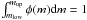 Mathematical equation: \hbox{$\int_{{m_\mathrm{low}}}^{{m_\mathrm{up}}} \phi(m) \mathrm{d}m = 1$}