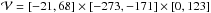 Mathematical equation: \hbox{$\vol=[-21, 68] \times [-273, -171] \times [0, 123]$}
