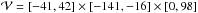 Mathematical equation: \hbox{$\vol=[-41, 42] \times [-141, -16] \times [0, 98]$}