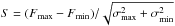 Mathematical equation: \hbox{$S=(F_{\rm max} - F_{\rm min})/\sqrt{\sigma_{\rm max}^2 + \sigma_{\rm min}^2}$}