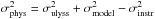 Mathematical equation: \hbox{$\sigma _{\rm{phys}}^2 = \sigma _{\rm{ulyss}}^2 + \sigma _{\rm{model}}^2 - \sigma _{\rm{instr}}^2$}