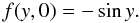 Mathematical equation: \begin{equation} f(y,0) = -\sin y. \label{eq:4.1} \end{equation}