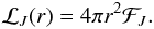Mathematical equation: \begin{eqnarray} {\cal{L}}_J(r)=4\pi r^2 {\mathcal F}_{J}. \label{Action} \end{eqnarray}