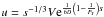 Mathematical equation: \hbox{$u=s^{-1/3}V{\rm e}^{\frac{1}{6D}\left(1-\frac{1}{P_{\mathrm r}}\right)s}$}